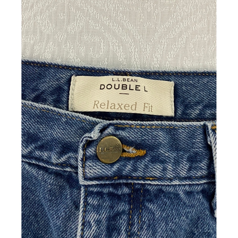 LL Bean Double L Relaxed Fit Jeans Lined Blue Denim Women's 16 Reg Winter Pants - Picture 4 of 10